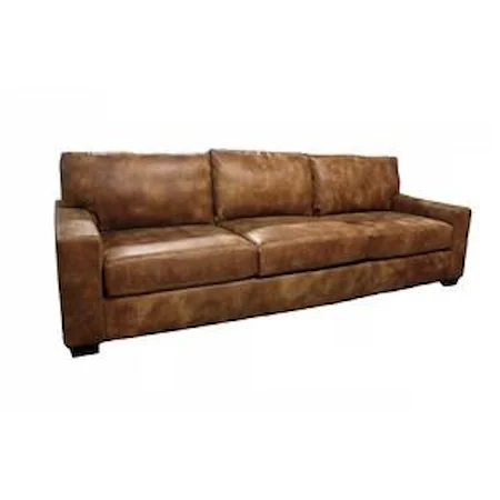 3 Seat Deep Seat Leather Sofa with Track Arm